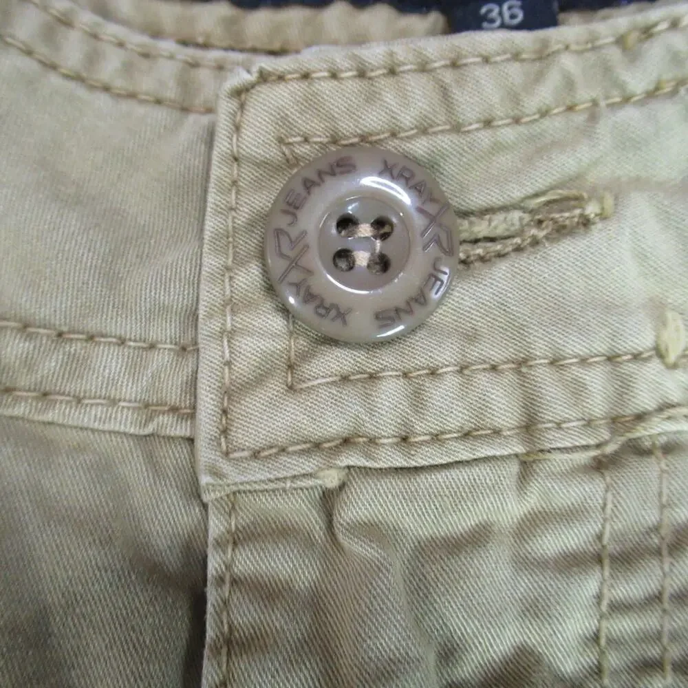 XRay Mens Shorts Size 36 Tan British Khaki Twill Double Pocket Cargo Skater Punk